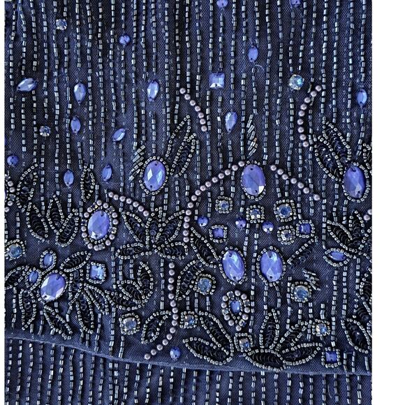 MAC DUGGAL High Neck Column Beaded Gown w/ Cape Size 12 Blue Formal Dress - Picture 9 of 12